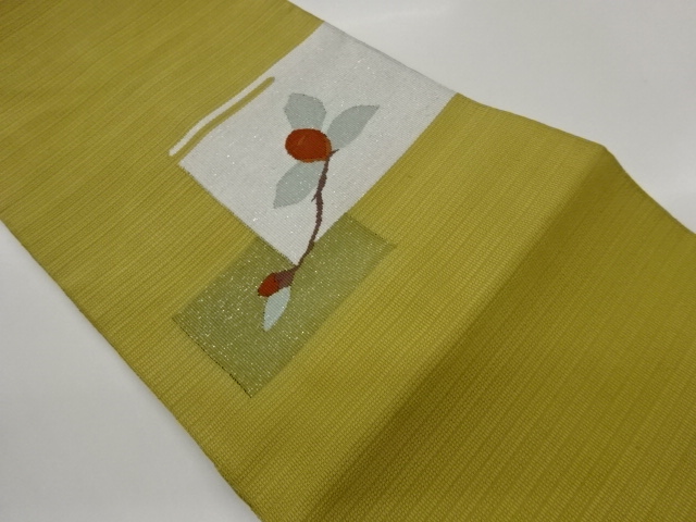 綴れ色紙に木の実模様織出し名古屋帯